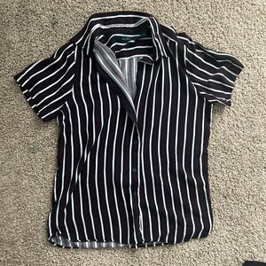 Perry Ellis Blue and White Striped Shirt